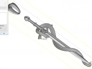 pendant - sword with a snake 3D Model