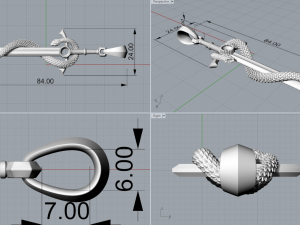 pendant - sword with a snake Model 3D