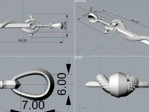 pendant - sword with a snake 3D Model