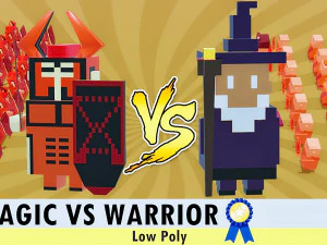 czarodzieje kontra wojownicy - low-poly fbx i stl Model 3D