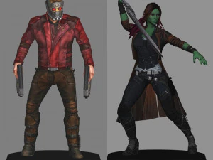 Старлорд і Гамора - ендшпіль месників 3D Модель