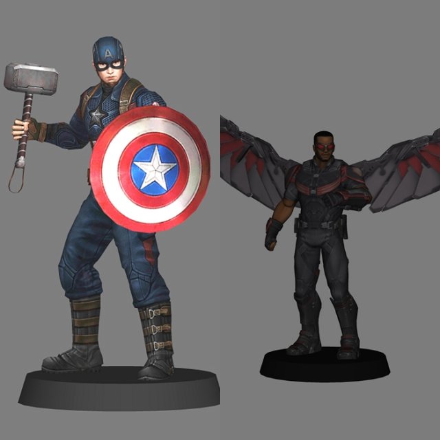 Captain america and falcon - avengers endgame 3D 모델 .c4d .max .obj .3ds .fbx .stl .blend 