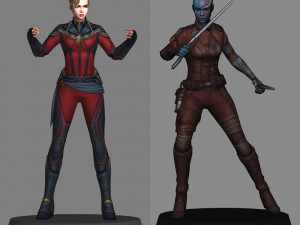 Captain marvel and nebula - avengers endgame 3D Model