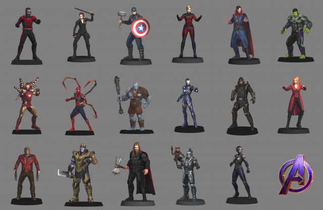 Avengers endgame - pack x17 characters to print 3D Model .c4d .max .obj .3ds .fbx .stl .blend 