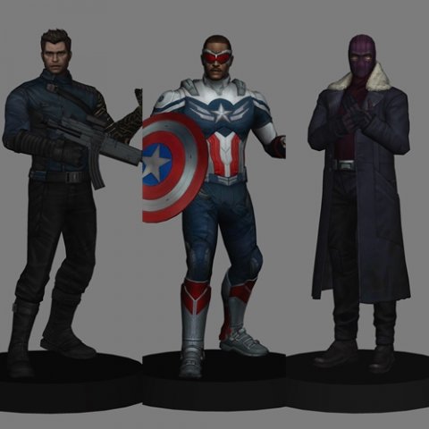 Falcon and the winter soldier pack x 3 low poly 3D Model .c4d .max .obj .3ds .fbx .stl .blend 
