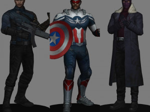 Falcon and the winter soldier pack x 3 low poly 3D Model