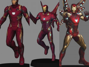 Ironman pack x 12 armors low poly 3D Модель