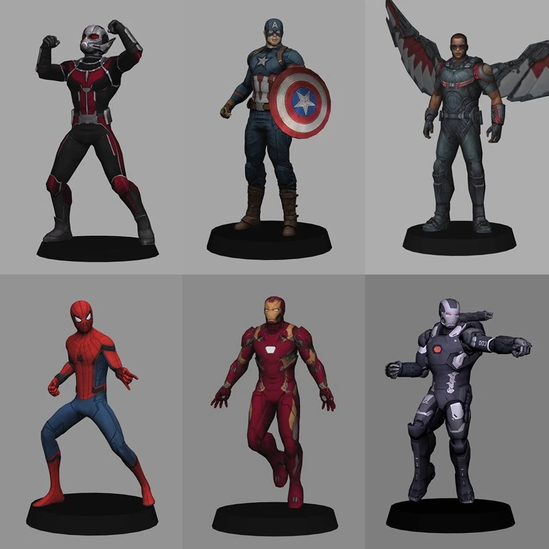 Captain america civil war pack x 12 characters low poly 3D Model .c4d .max .obj .3ds .fbx .stl .blend