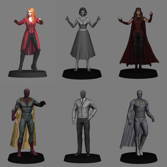 Wandavision pack x 6 characters low poly 3Dモデル .c4d .max .obj .3ds .fbx .stl .blend 