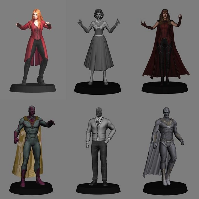 Wandavision pack x 6 characters low poly 3D Model .c4d .max .obj .3ds .fbx .stl .blend 