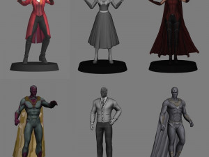 Wandavision pack x 6 characters low poly 3D Model