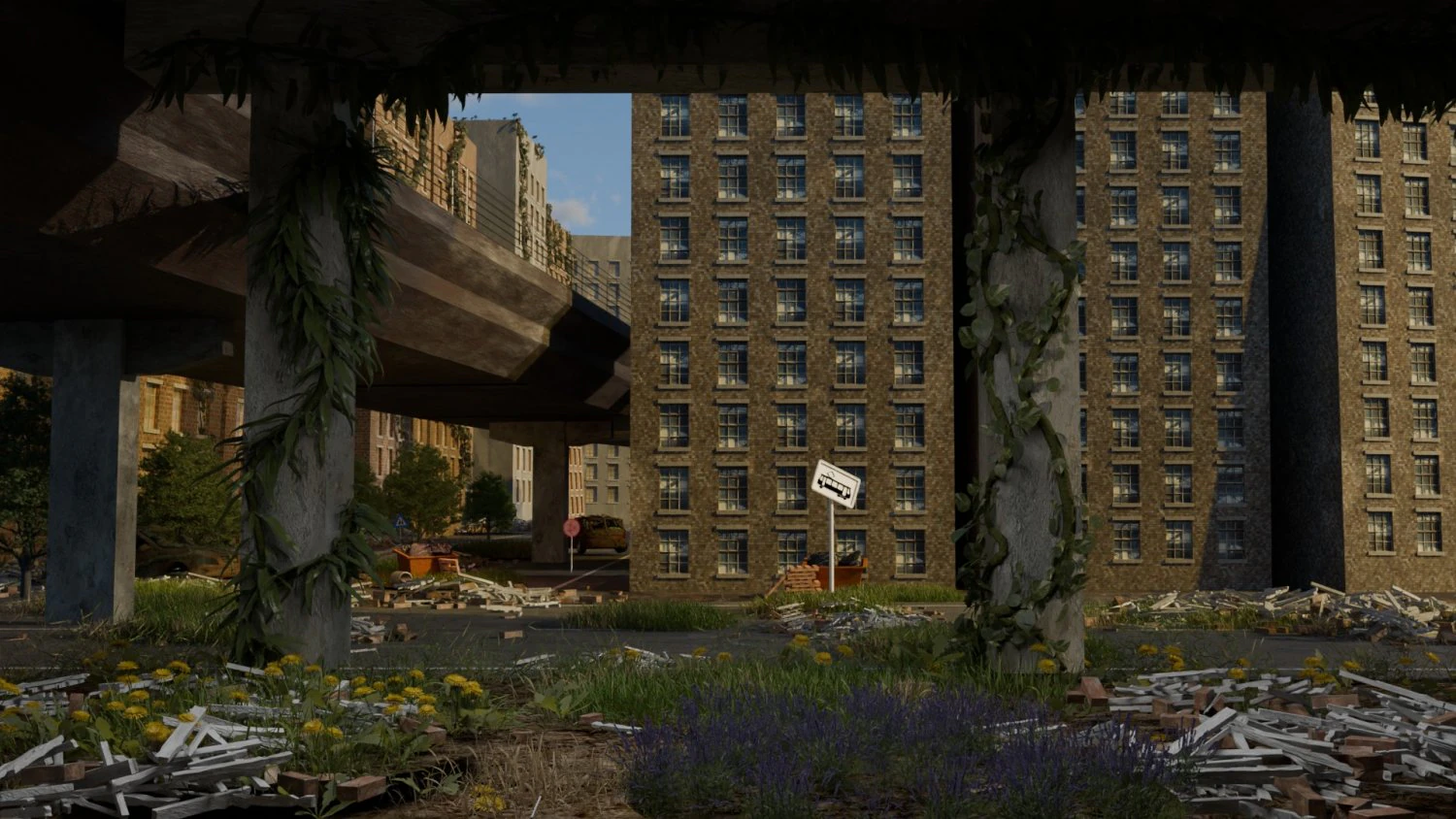 Abandoned street 3D Model .c4d .max .obj .3ds .fbx .stl .blend 