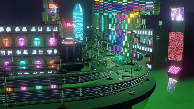 Cyberpunk city 3D Модель .c4d .max .obj .3ds .fbx .stl .blend 