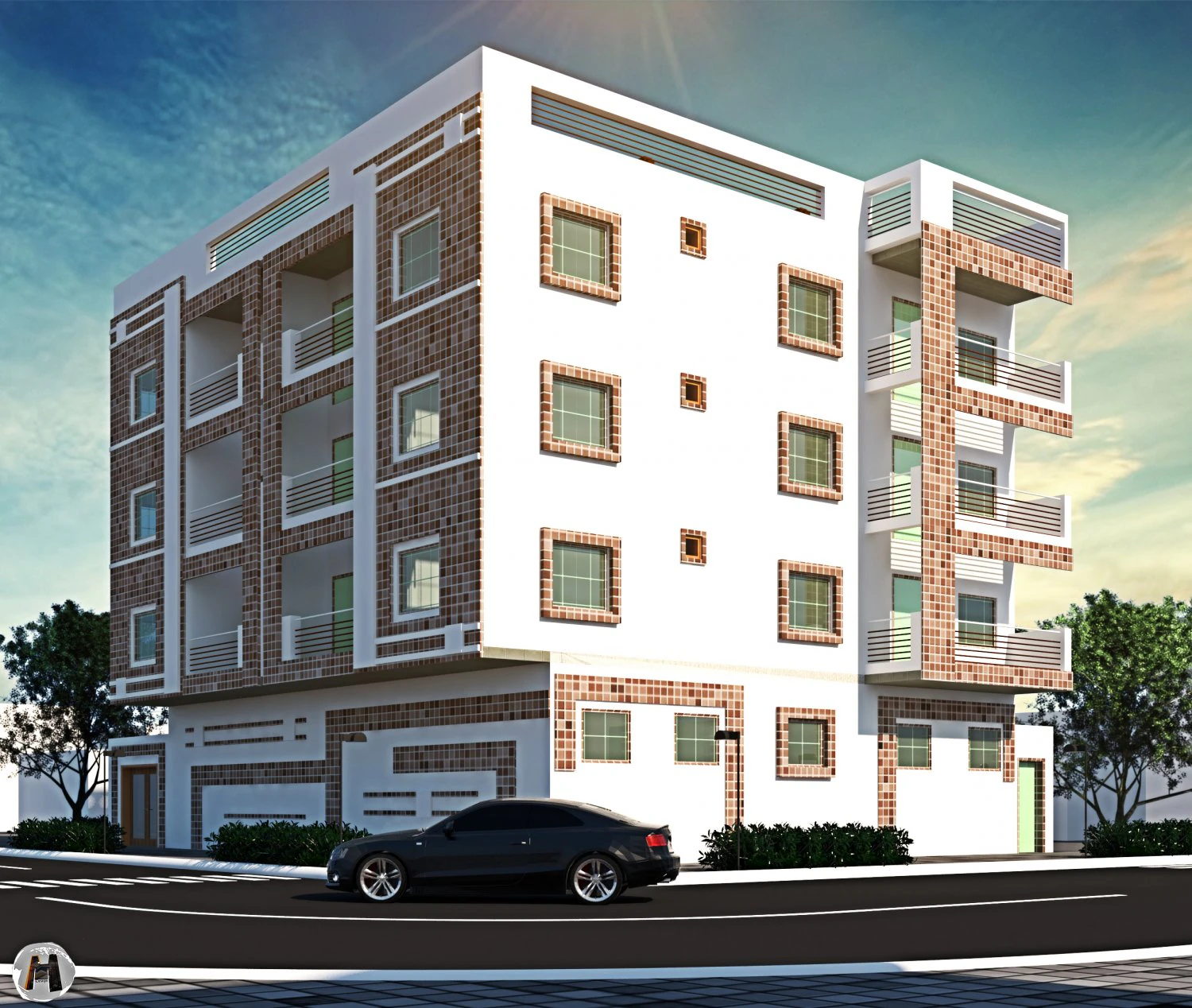 apartment building 3D Model .c4d .max .obj .3ds .fbx .stl .blend