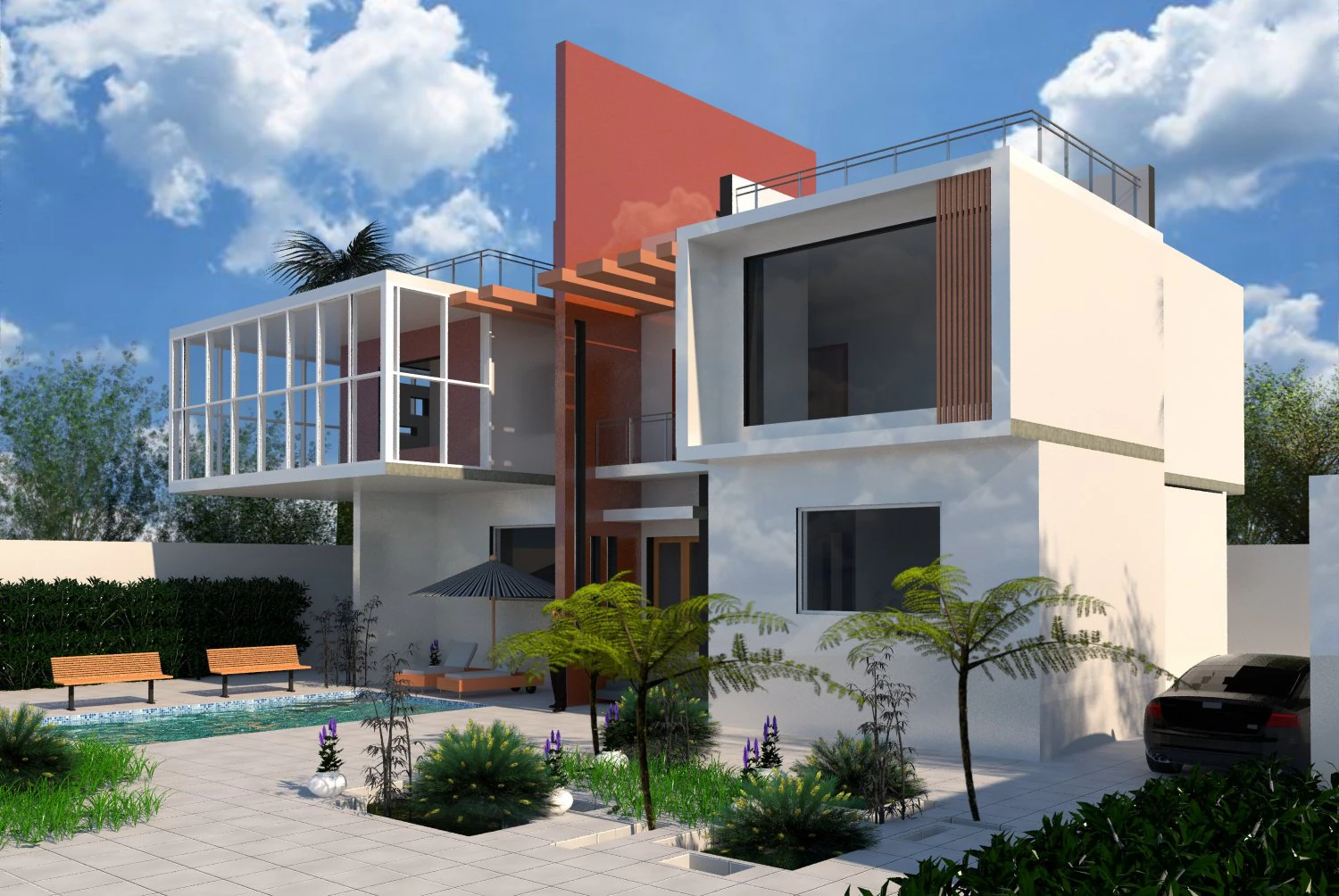 modern villa 3D Model .c4d .max .obj .3ds .fbx .stl .blend 