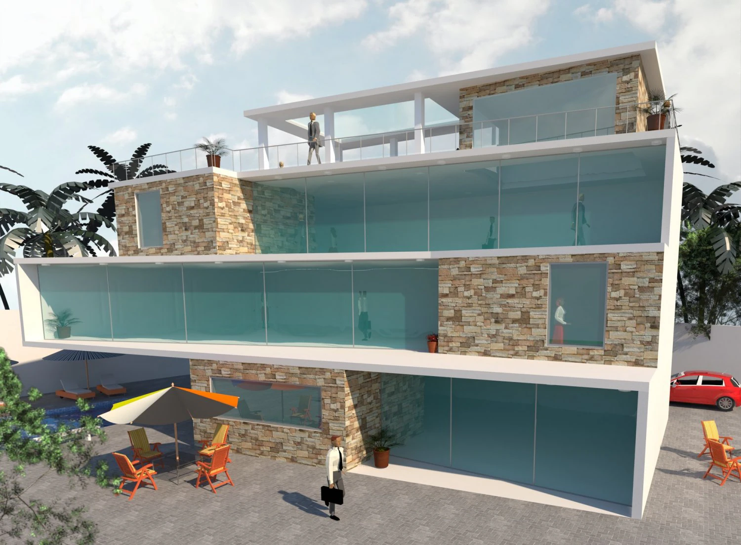 technology complex building 3D Model .c4d .max .obj .3ds .fbx .stl .blend 