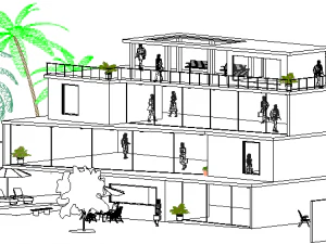technology complex building 3D Model