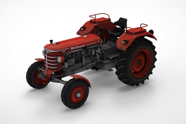 low poly huerlimann tractor d110 Model 3D .c4d .max .obj .3ds .fbx .stl .blend 