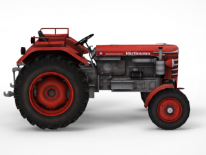 low poly huerlimann tractor d110 Model 3D