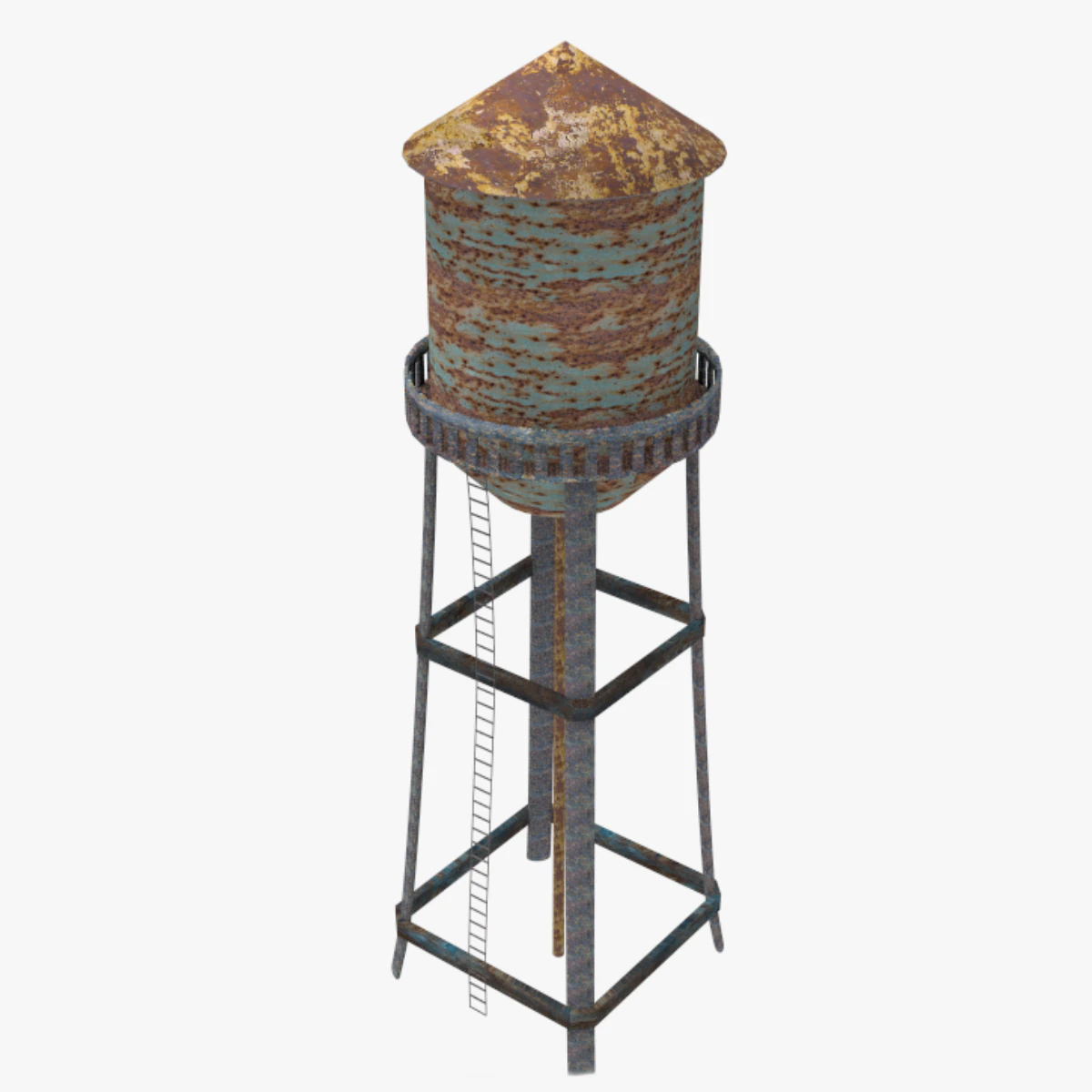 Old water tower 3D Model .c4d .max .obj .3ds .fbx .stl .blend 