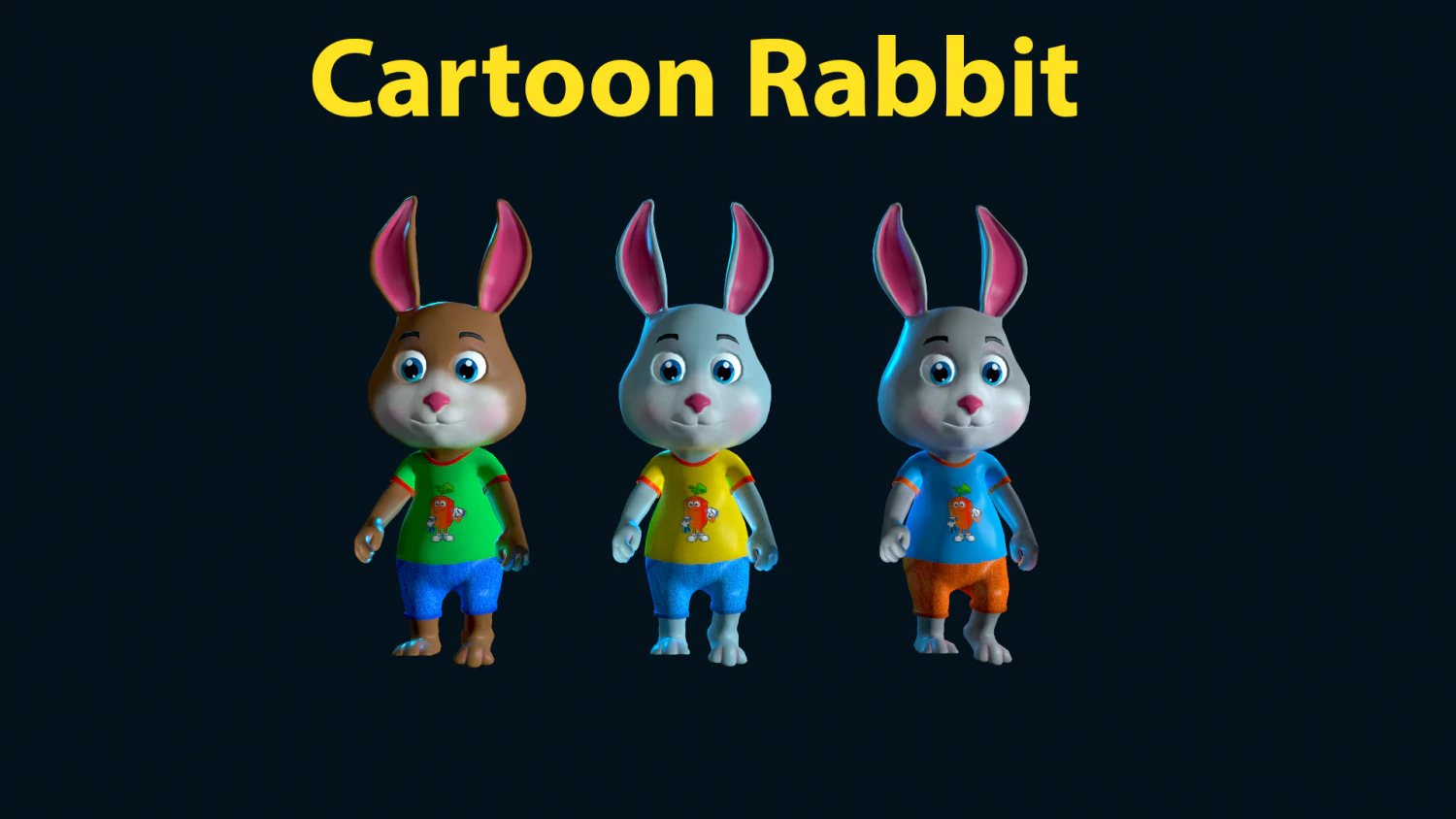 Cartoon Rabbit Gaming Animation Pack 3D Model .c4d .max .obj .3ds .fbx .stl .blend