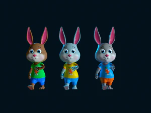Cartoon Rabbit Gaming Animation Pack 3D Model