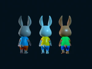 Cartoon Rabbit Gaming Animation Pack 3D Model