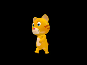 Cartoon Cat Character Animated 3D Model