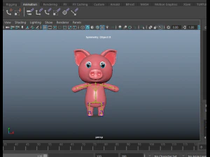 Cartoon Pig Character Animated 3D Model