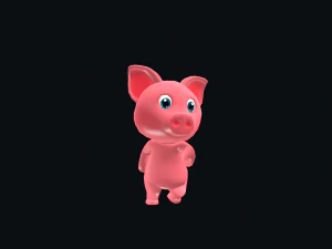 Cartoon Pig Character Animated 3D Model