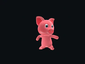 Cartoon Pig Character Animated 3D Model