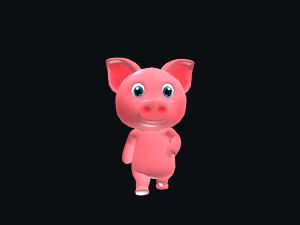 Cartoon Pig Character Animated 3D Model