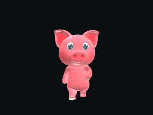 Cartoon Pig Character Animated 3D Model