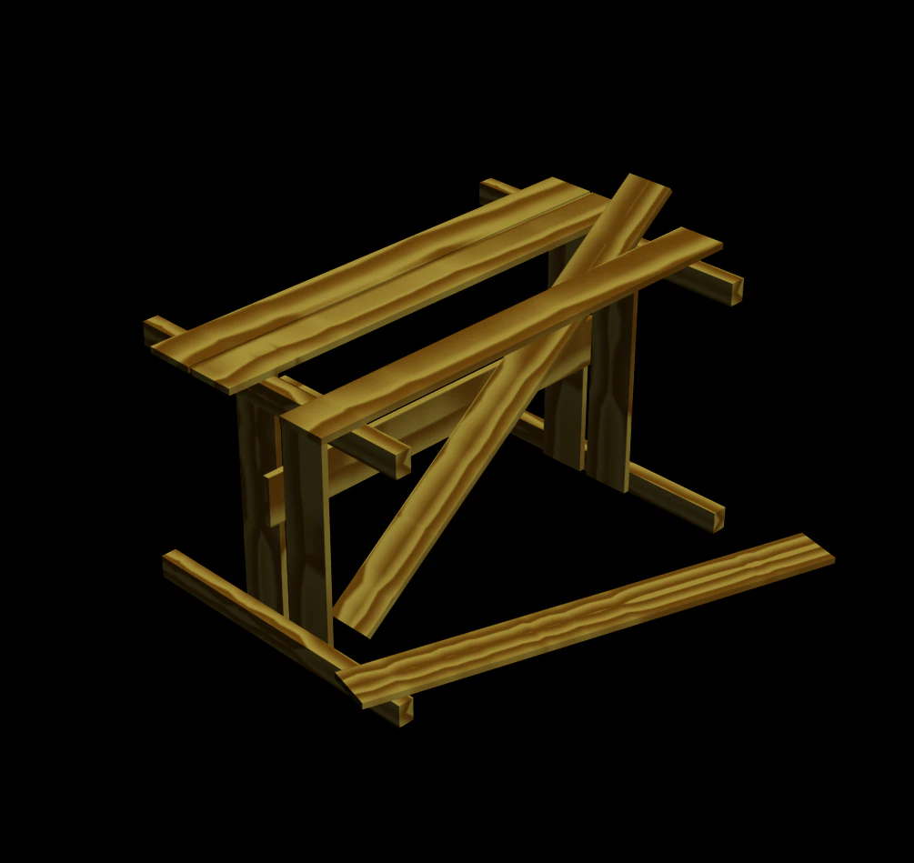 broken wooden table 3D Model .c4d .max .obj .3ds .fbx .stl .blend 