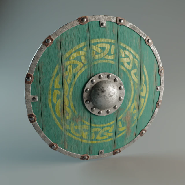 escudo vikingo remachado high-poly e low-poly Modelo 3D .c4d .max .obj .3ds .fbx .stl .blend 