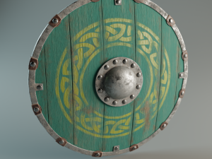escudo vikingo remachado high-poly and low-poly 3D Model