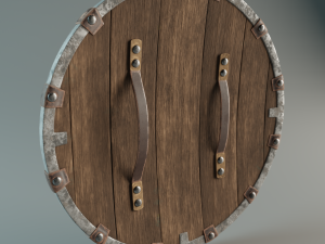 escudo vikingo remachado high-poly and low-poly 3D Модель