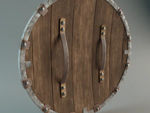 escudo vikingo remachado high-poly e low-poly Modelo 3D