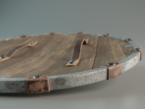 escudo vikingo remachado high-poly and low-poly 3D Модель