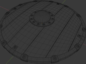 escudo vikingo remachado high-poly e low-poly Modelo 3D