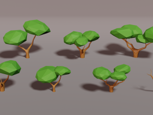 forest lowpoly pack trees grass and rocks Modelo 3D
