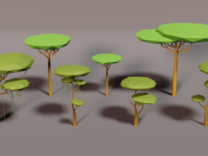 forest lowpoly pack trees grass and rocks Modelo 3D