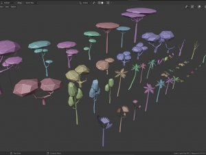 forest lowpoly pack trees grass and rocks Modelo 3D