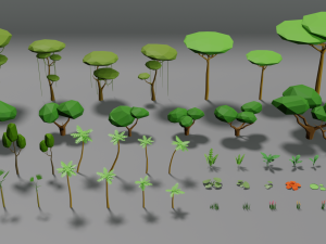 forest lowpoly pack trees grass and rocks Modelo 3D
