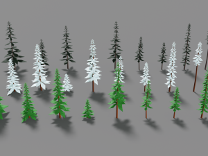 forest lowpoly pack trees grass and rocks Modelo 3D