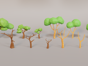 forest lowpoly pack trees grass and rocks Modelo 3D