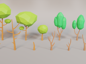 forest lowpoly pack trees grass and rocks Modelo 3D