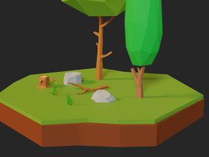trees grass and rocks low poly free free low-poly 3Dモデル