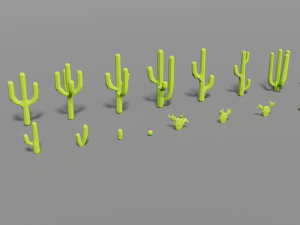 desert pack lowpoly trees palms cactus rock grass low-poly cartoons 3D Model