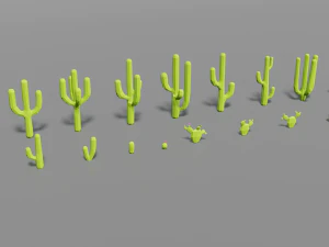 desert pack lowpoly trees palms cactus rock grass low-poly cartoons 3D Model